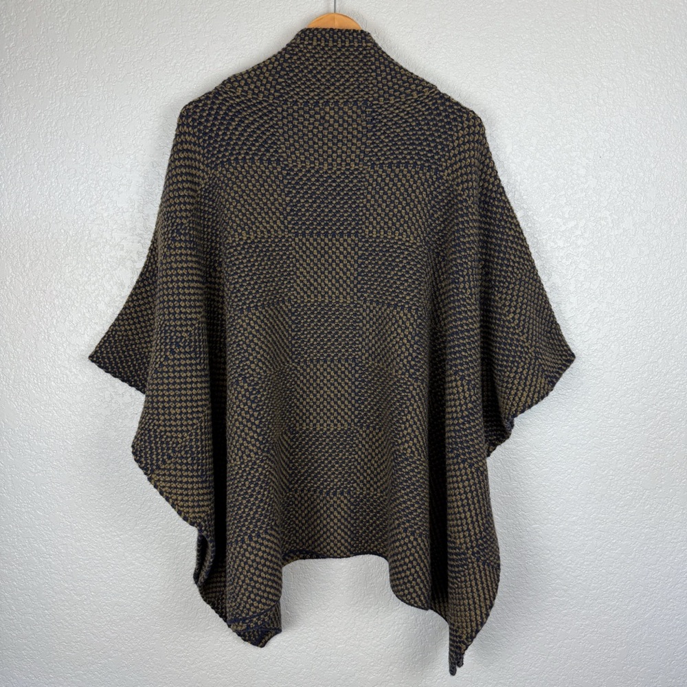 Irish 100% Wool Knit Poncho Cape XS/S Donegal Ireland EUC Wool Soft Blue Green - Picture 2 of 13